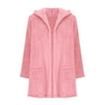 thumbnail image 6 of Girls Fleece Jacket with Pockets Fuzzy Plush Hooded Sweater Cardigans Long Sleeve Casual Warm Winter Coat (7 Years, Pink), 6 of 7