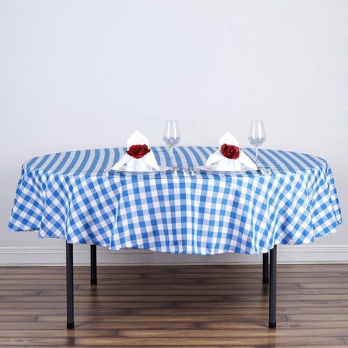 Buffalo Plaid Tablecloth 70 Round, Blue And White Gingham Tablecloth Round