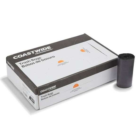 MyOfficeInnovations Trash Bags 12-16 gal 24x33 Blk 1000 CT 20 RL of 50 BG/RL 888979