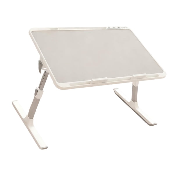 Mesa de cama para computadora portátil, escritorio portátil plegable, altura ajustable, ángulo ligero gris