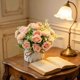 thumbnail image 5 of Jarrón de cerámica con arreglos de flores artificiales – Decoración de bola floral de seda falsa, ramo de plástico, tallos ajustables, centro de mesa para fiesta en casa y oficina de boda, 5 of 6