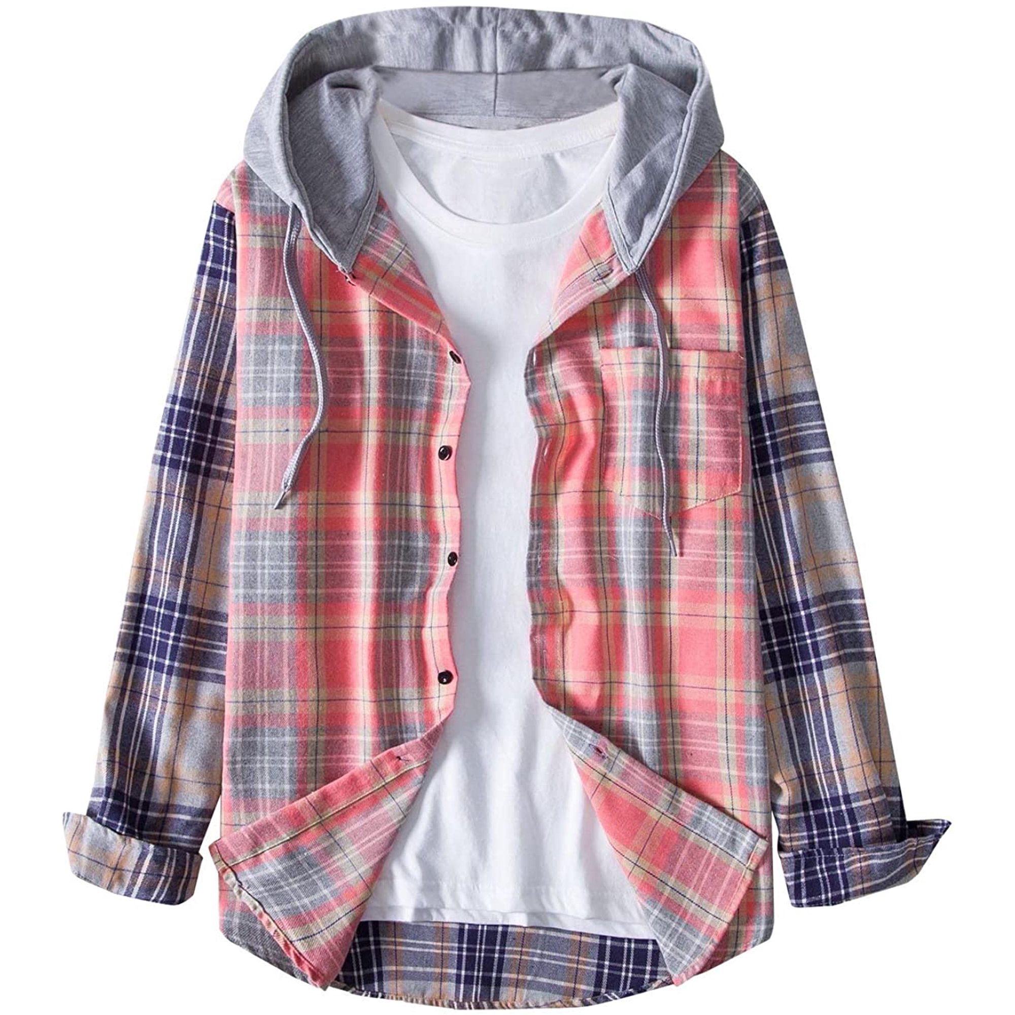 Men's Plaid Hooded Shirts Casual Long Sleeve Lightweight Shirt Jackets Big  u0026 Tall Button Down Vintage Hooded Shirt | Walmart Canada