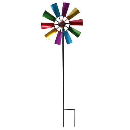 

Tinksky Iron Art Windmill Garden Ground Inserted Pinwheel Outdoor Rotatory Windmill