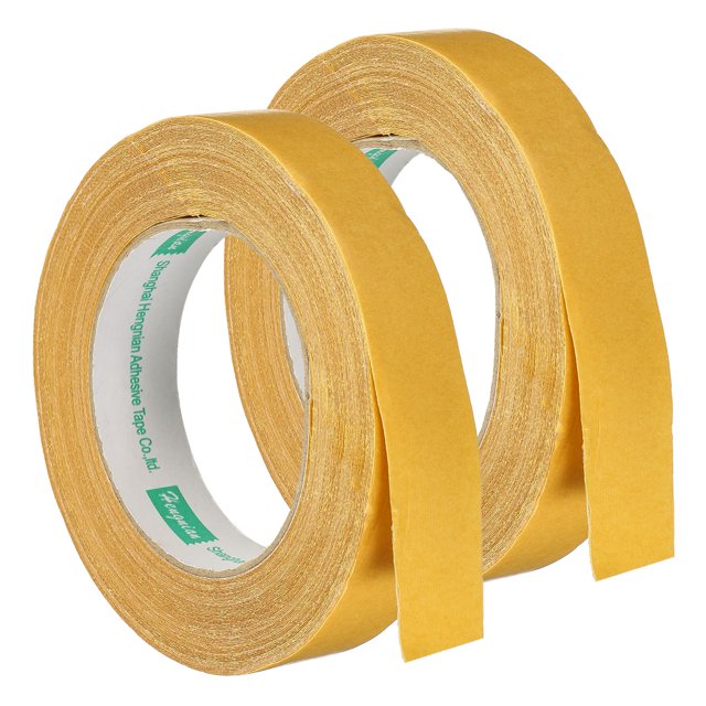 Doble Cara Adhesiva Cinta, 25mm 20m/65,6 Pies Adhesiva Tela Malla Tejido para Alfombras Tapetes, Amarillo 2 Rollo Unique Bargains Cinta de tela