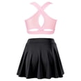 thumbnail image 2 of Sholeno Girls Tennis Golf Sports Outfit Sleeveless U Neck Tank Top with Pleated Skort Skirt Set Gym Pink&Black 8, 2 of 6