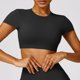 thumbnail image 1 of Top deportivo para mujer, Top corto de Yoga con espalda descubierta, camiseta de manga corta para entrenamiento físico, Tops, ropa de entrenamiento para gimnasio, ropa deportiva para correr, 1 of 5