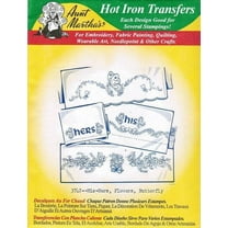Aunt Martha's Hot Iron Embroidery Transfer His-Hers, Flowers, Butterfly #3742
