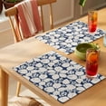 thumbnail image 4 of Art Flowers Placemats Set of 12, Vintage Blue Beige Floral Tie-dye Texture Country Non-Slip Place Mats Washable Table Mats for Kitchen Dining Table Decorations Indoor/Outdoor, 4 of 9