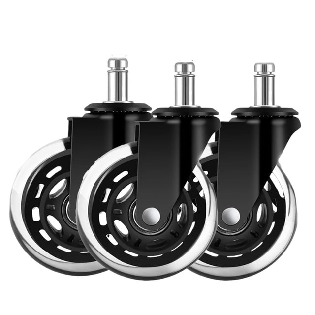 Office Rubber Chair Casters Replacement, 3 Inch Heavy-Duty Computer Gaming Desk Caster Wheels Smooth & Safe Rolling For ,Reliable