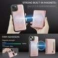 thumbnail image 2 of Wallet Case for iPhone 15 Plus,Compatible with MagSafe for Men Women,Detachable Magnetic Wallet Phone Case with Card Holder,Kickstand,PU Leather Shockproof Anti-fall Phone Case,Rosegold, 2 of 12