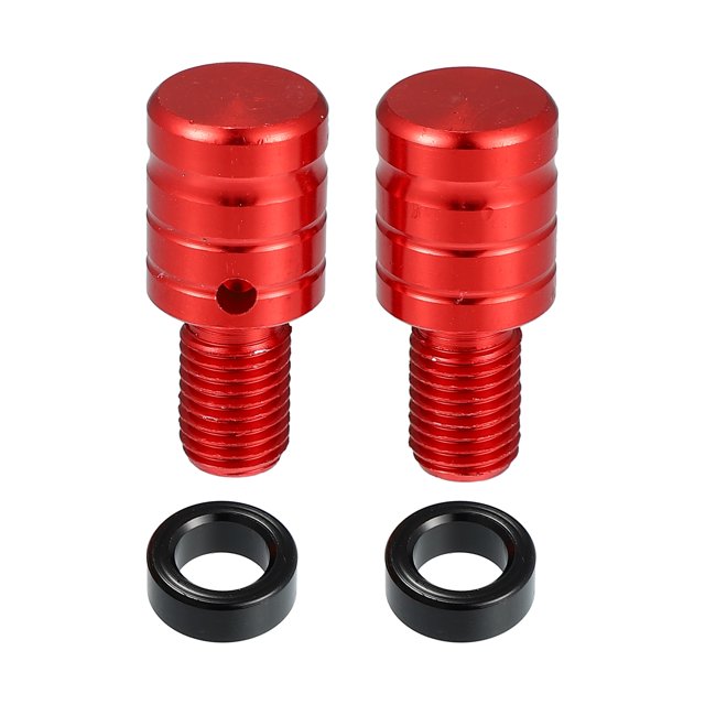 Unique Bargains Universal M10x1.25 Motorcycle Right and Left Side Mirror Hole Plugs Screws Rearview Mirrors Caps Screw Red 2 Pcs