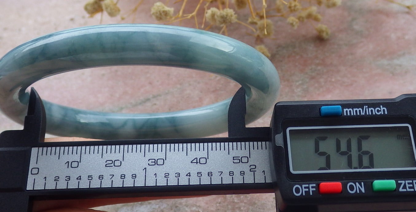 Lavender Green Natural A JADE Jadeite Circle Bangle Bracelet 54.6 mm 680196 TN