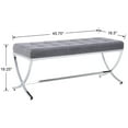 thumbnail image 2 of Drevy Modern Button Tufted Bench, Velvet Ottoman Dining Bench, Stylish Footstool for Entryway Bedroom Kitchen Dining Table, Grey, 2 of 7
