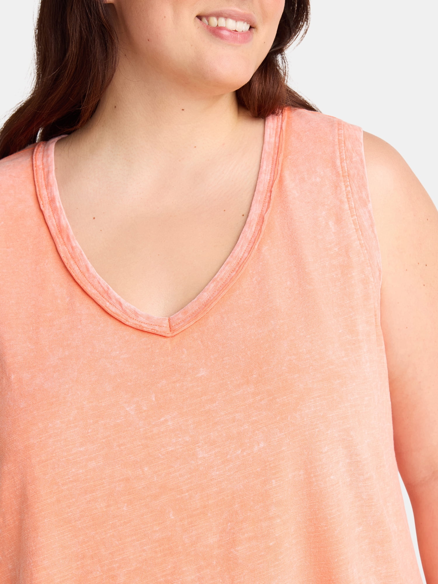 Terra & Sky Women's Plus Slub Cotton Swing Tank Top, Sizes 0X-5X