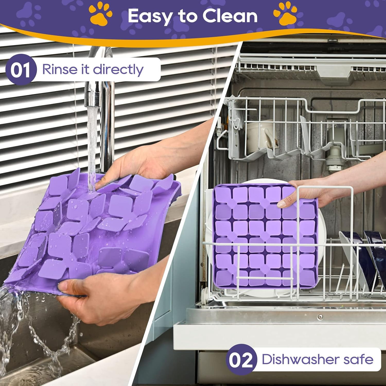 Silicone Snuffle Mat for Dogs, Interactive Dog Puzzle Feeder Sniffing Mat, Dog Licking Mat Enrichment Puzzle Mat for Small Medium Large Breed Dogs Rabbit (Purple)