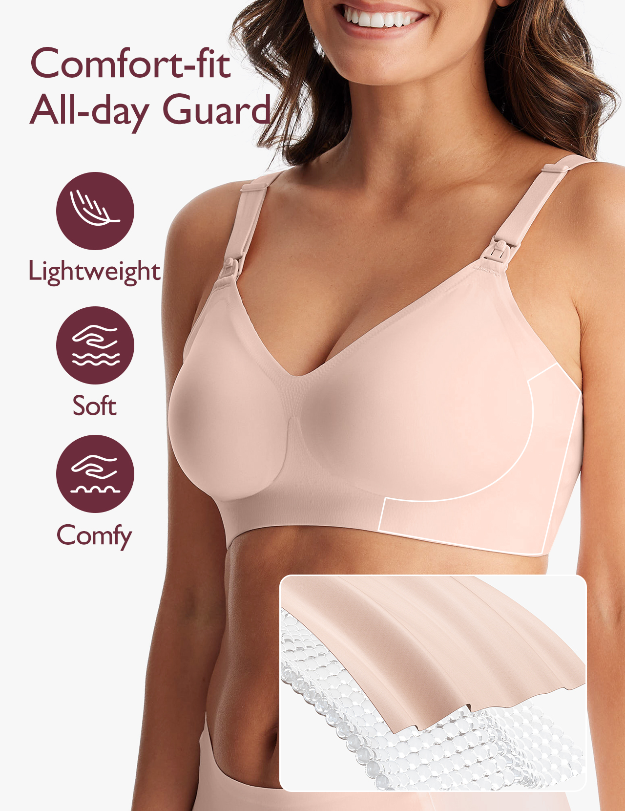 Momcozy Women's Maternity Seamless Ultra Comfort Hands-Free Pumping and Nursing Bra, Sizes S-3XL