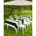 thumbnail image 4 of Lsrtoss Outdoor Tablecloth with Umbrella Hole & Zipper, Green Navy Blue Striped Rectangle Tablecloth 60x102 Inch, Farmhouse Stripe Art Patio Table Cover Waterproof Table Cloth for Picnic/Party, 4 of 7