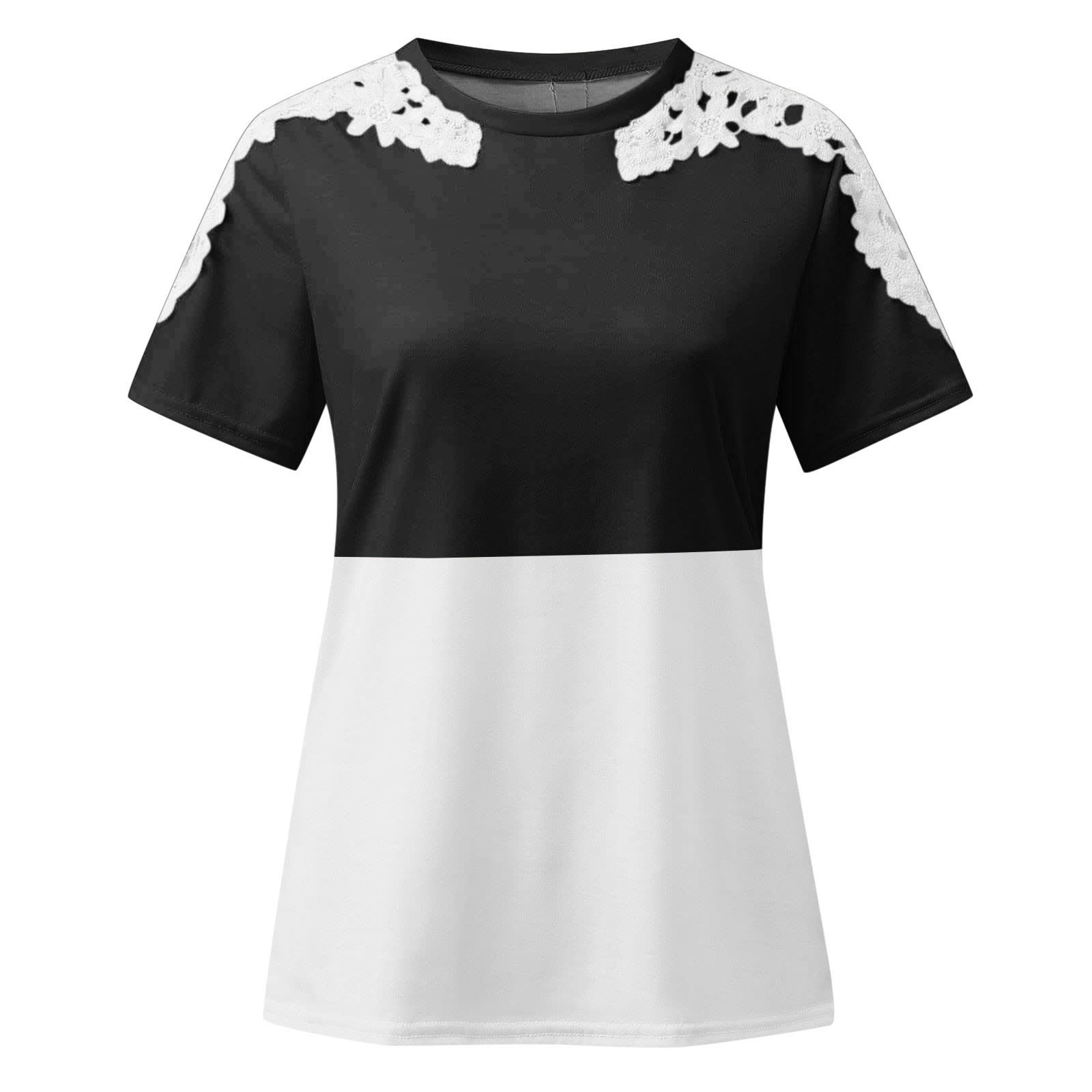 B91xZ Women's Spring Tops Womens Tops Summer Fashion Lace Crochet Short