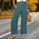 thumbnail image 2 of TaTaai Women's Summer Straight Leg Pants, Loose Fit High Waist Trousers with Pockets, Soft Ruffles and Pleats Design, Perfect for Casual, Beach and Seasonal Wear Gift, 2 of 7