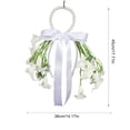 thumbnail image 3 of Japceit 14X20In White Lily Tulip Wedding Bouquet, Pearl Handle Cascade, Bridal Hand Flower, Satin Bow For Photoshoot Ceremony, Artificial Silk Floral Decor, 3 of 6