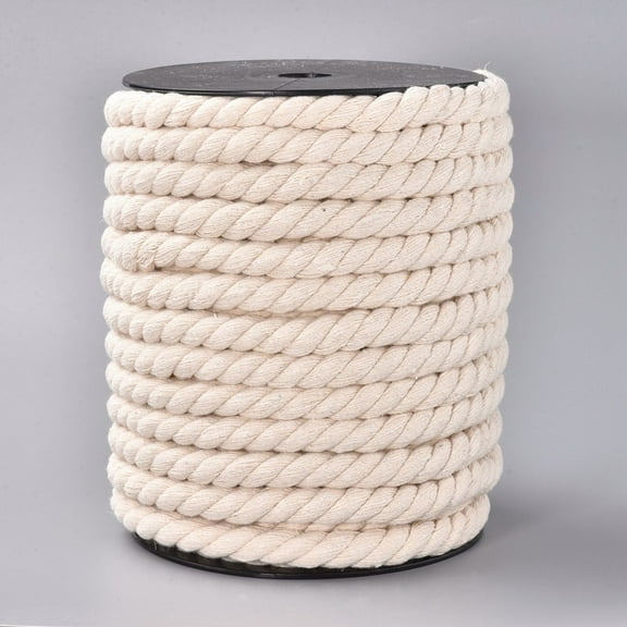 3-Ply Macrame Cotton Cord Twisted Cotton Rope for Wall Hanging Plant Hangers Crafts and Wedding Decorations White 12mm 21.87~24.05 yards(20~22m)/roll