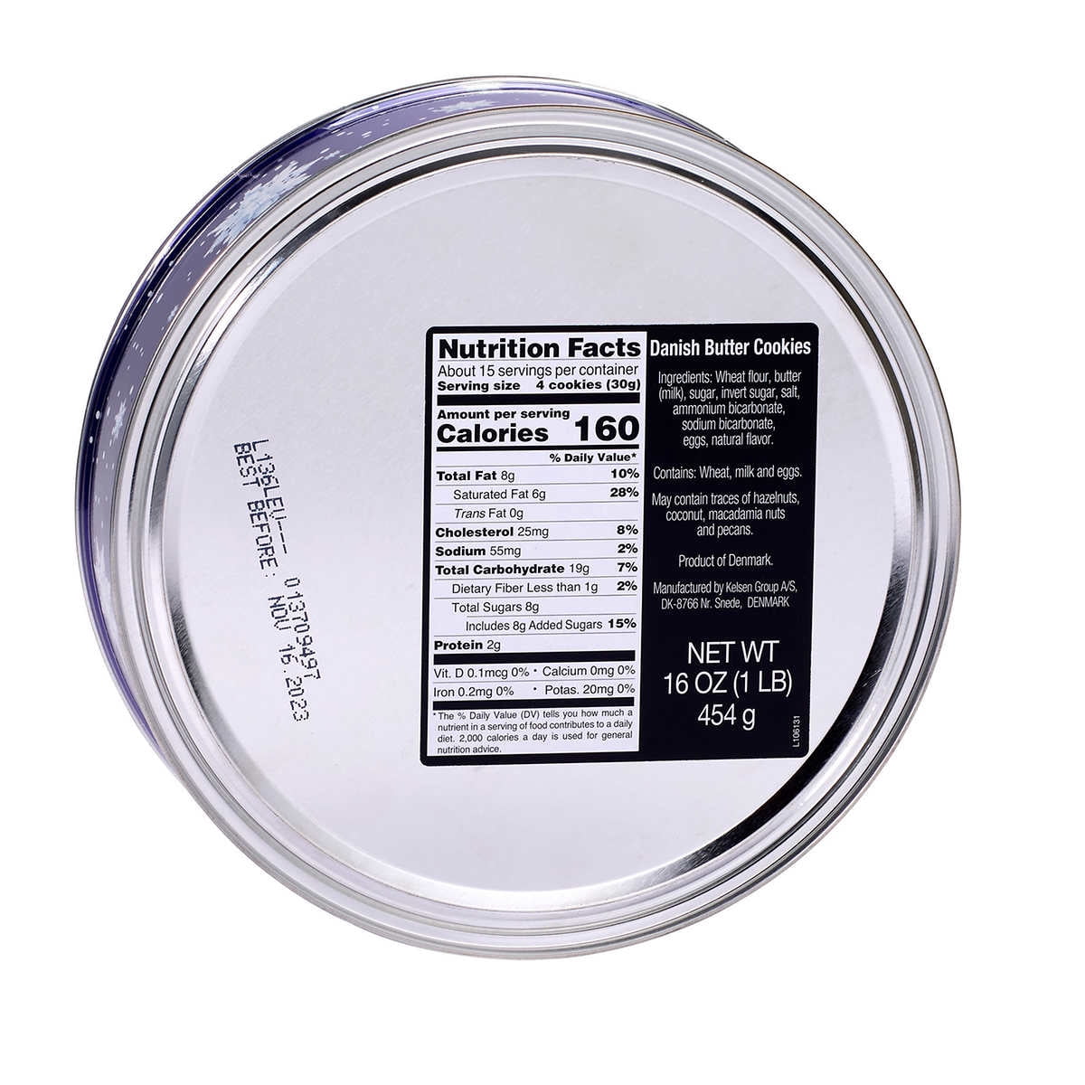 Kelsen Original Danish Butter Cookies Holiday Tin 16 Ounce (Pack of 4)