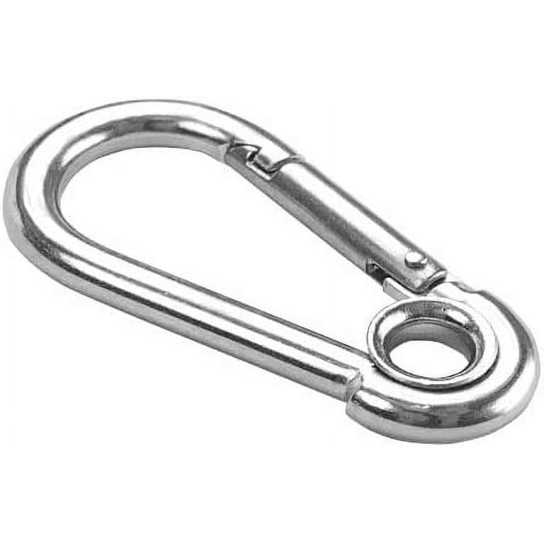 100 Pack Spring Snap Hook, Carabiner Clip Galvanized Steel, Silver Quick Link Clip Keychain for Camping, Hiking, Outdoor and Gym, Small M5 Carabiners