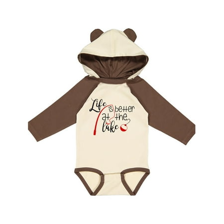 

Inktastic Life Is Better at the Lake Fishing Pole with Bobber Gift Baby Boy or Baby Girl Long Sleeve Bodysuit