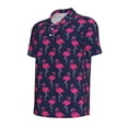 thumbnail image 2 of Vsdgher Cute Flamingo Print Men's Short Sleeve Stretch Polo Shirt, Moisture-Wicking Performance Polo Shirt, 2 of 8