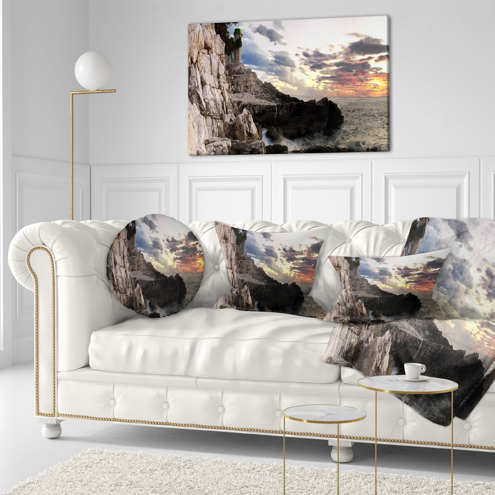 Designart Adiratic Sunset - Landscape Photography Throw Pillow - 12x20