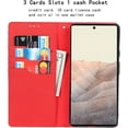 thumbnail image 5 of Fit for Google Pixel 6 Genuine Leather Wallet Case with RFID Blocking Card Holder,Headset Winder,Flip Folio Magnetic Closure,Kickstand,Wrist Strap Cover Case for Google Pixel 6,6.4",Red, 5 of 7
