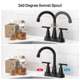 thumbnail image 4 of 4 Inch Kitchen Faucet for Sink 3 Hole,2 Handle Bathroom Sink Faucet Lead-Free Brushed Nickel Bath Sink Faucet with Pop-up Drain Stopper and 2 Supply Hoses Matte Black, 4 of 7