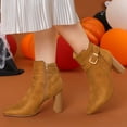 thumbnail image 2 of De mujer Hebilla Tacones gruesos Botas Botines marrones 42, 2 of 7