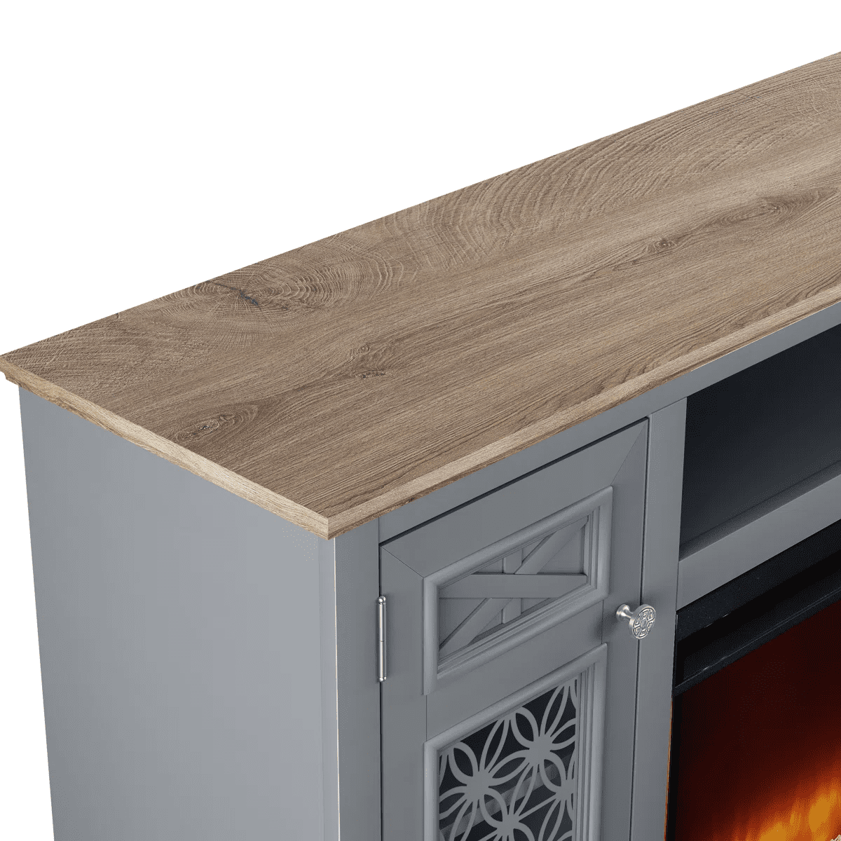 Joy River 70" TV Stand with 36" Electric Fireplace-Grey