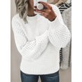 thumbnail image 1 of Pull à Col Rond pour Femmes - Pull à Manches Longues en Tricot Doux Couleur Unie, 1 of 13