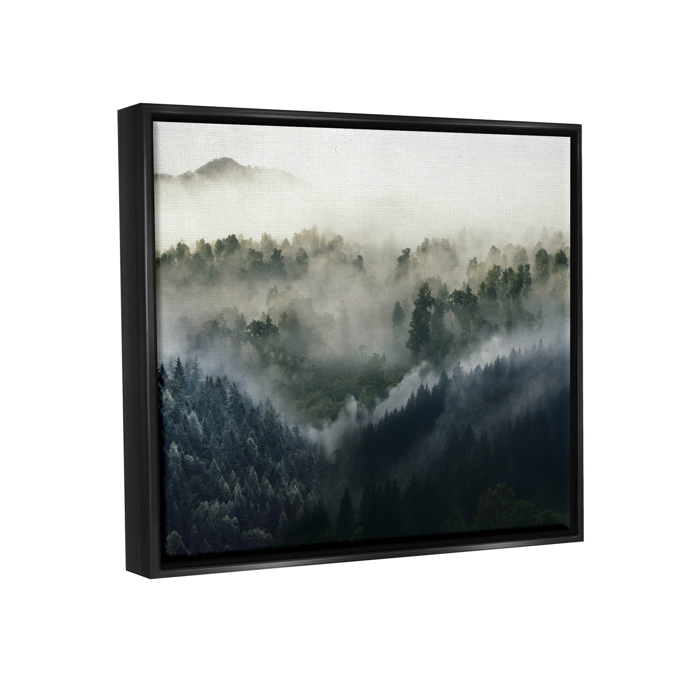 Stupell Industries Foggy Green Mountain Peaks Photograph Jet Black Floating Framed Canvas Print Wall Art, Design by Ziwei Li