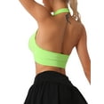 thumbnail image 3 of INSPIRE CHIC Womens Halter Backless Ribbed Sports Bras Workout Fitness Underwear M Green, 3 of 5