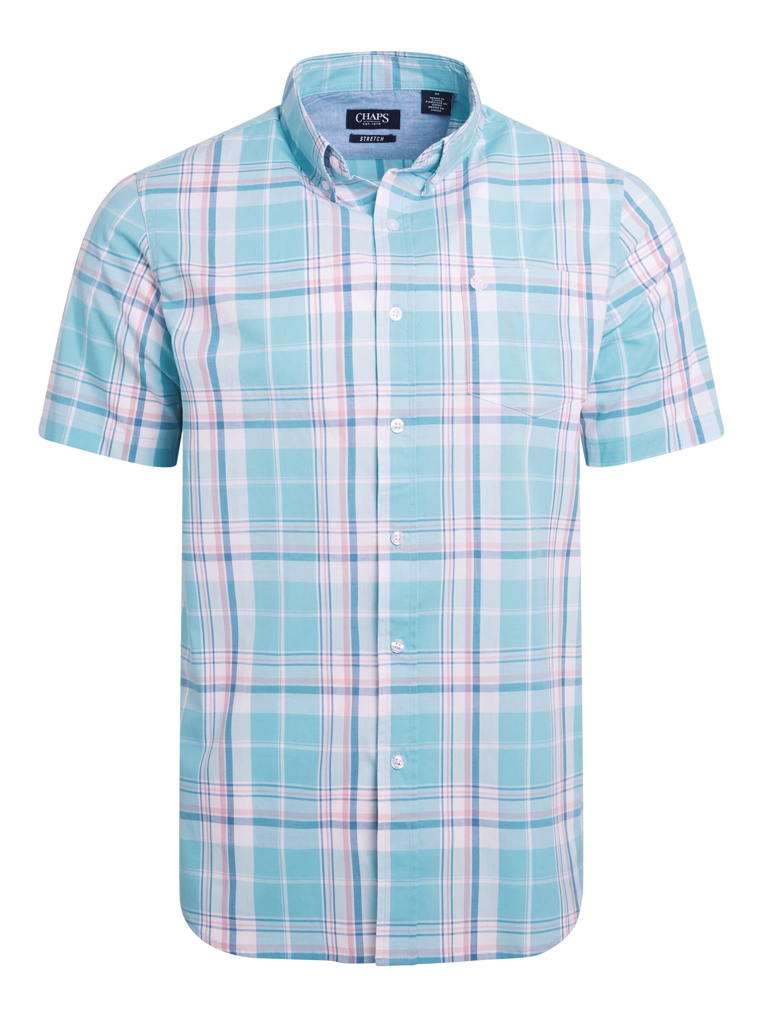 Chaps Men's and Big Men's Short Sleeve CVC Woven Shirt, Sizes S-3XL