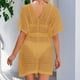 thumbnail image 5 of Mujer Bikini Cover Up Hollow Out Manga De Murciélago Patrón Liso Casual Transpirable Beach Top Ginger XL, 5 of 7