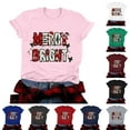 thumbnail image 4 of zaveiop Christmas Shirt for Women Merry and Bright Xmas Holiday T-Shirt Christmas Tree Gnome Snowflake Tops (Pink, M), 4 of 8