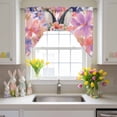 thumbnail image 2 of Easter Bunny Swag Valances for Kitchen Window, Watercolor Red Purple Pink Floral Rabbit Small Swag Valances Rod Pocket Curtain Drapes Window Treatment for Bedroom Bathroom, 56x36 Inch, 2 of 9