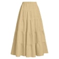 thumbnail image 6 of Girls' Summer Tiered Maxi Skirt - Solid Color Elastic Waist Bow Detail Flowy Long Skirt for Kids 4-15 Years, 6 of 9