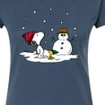 thumbnail image 3 of Peanuts - Snoopy Woodstock Snowman - Juniors Fitted Graphic T-Shirt, 3 of 6