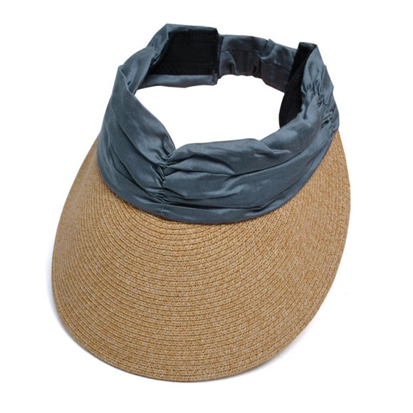 Sombrero de paja de verano para mujer: ala ancha tejida, parte superior vacía, plegable, trenzado de paja, talla única (52-58 cm de circunferencia de cabeza)