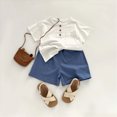 thumbnail image 2 of KPOPLK Toddler Boy Clothes Kids Summer Cotton Short Sleeve Outfits Shirt Shorts Sets for 1t 2t 3t 4t 5t 6t 7t(7-8 Years,Blue), 2 of 4
