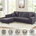 thumbnail image 6 of Sectional Couch Covers 2-Piece Softness L Shaped Sofa Cover Super Stretch L-Type Couch Slipcover with 2Pcs Pillowcases Sofa Slipcover 3 Seater + 3 Seater Furniture Protector (Light Grey), 6 of 7