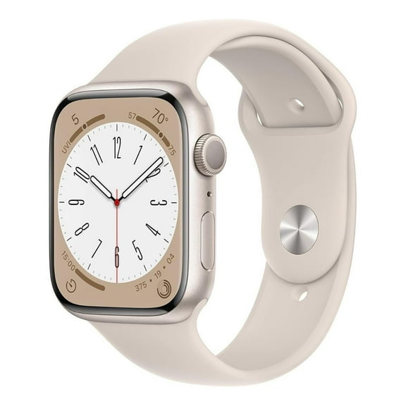 Restored Apple Watch Series 8 45mm GPS Smartwatch with Always-On Retina Display and 32GB Storage, Starlight Aluminum Case with Starlight Sport Band (Refurbished)