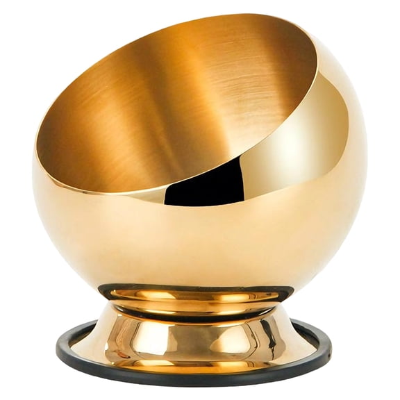 Gold Metal Candy Bowl with Pedestal Base, 8.7 in Decorative Sugar Bowl, Angled Opening, Elegant Spherical Design for Home, Office, Parties, Weddings