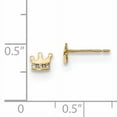 thumbnail image 2 of 14k Yellow Gold Kids Cubic Zirconia Cz Crown Stud Earrings Ball Button, 2 of 6