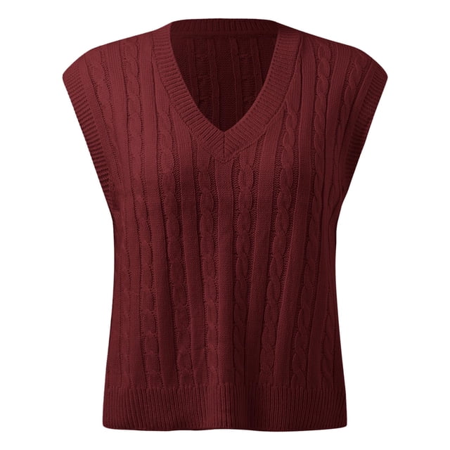 Baberdicy Blouse Couleur Femme Décontractée Imprimée Sans Manches Col en V Tricot Côtelé Fendue Chandail Sans Manches Gilet Blouse Chandail Gilet Rouge 2